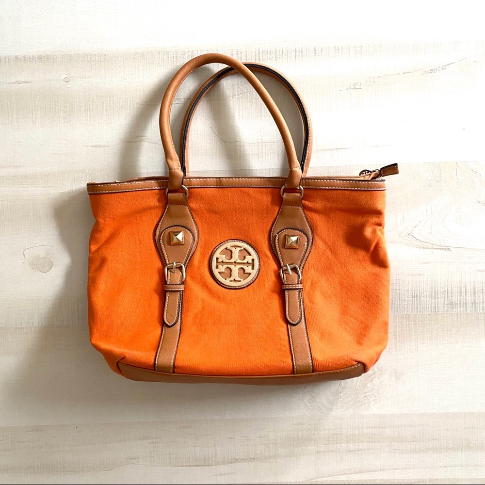 Tory Burch Large Orange Canvas Handbag